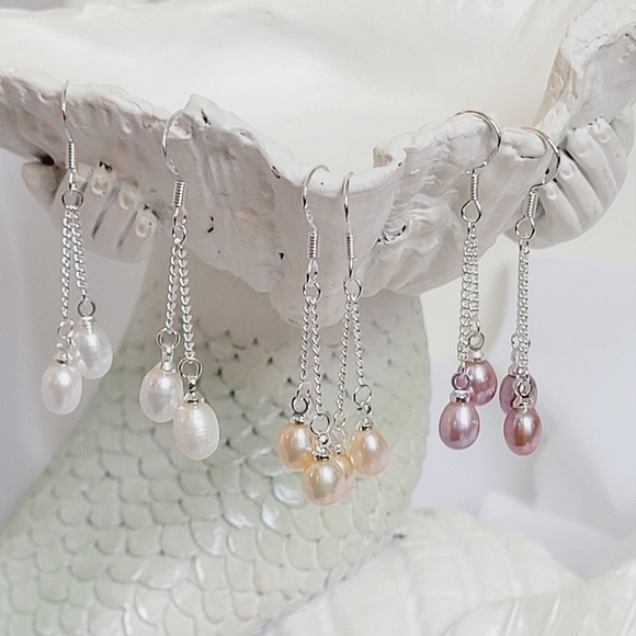 100% All Natural Freshwater Deep Pink Pearl Dangle Earrings *NWT* - Picture 10 of 10